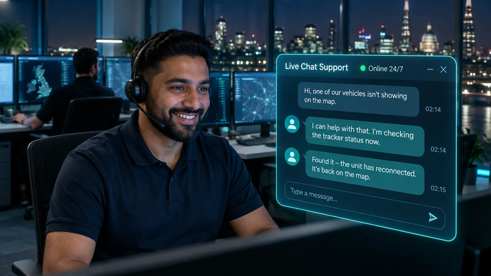 TecHGV support agent answering a customer on live chat