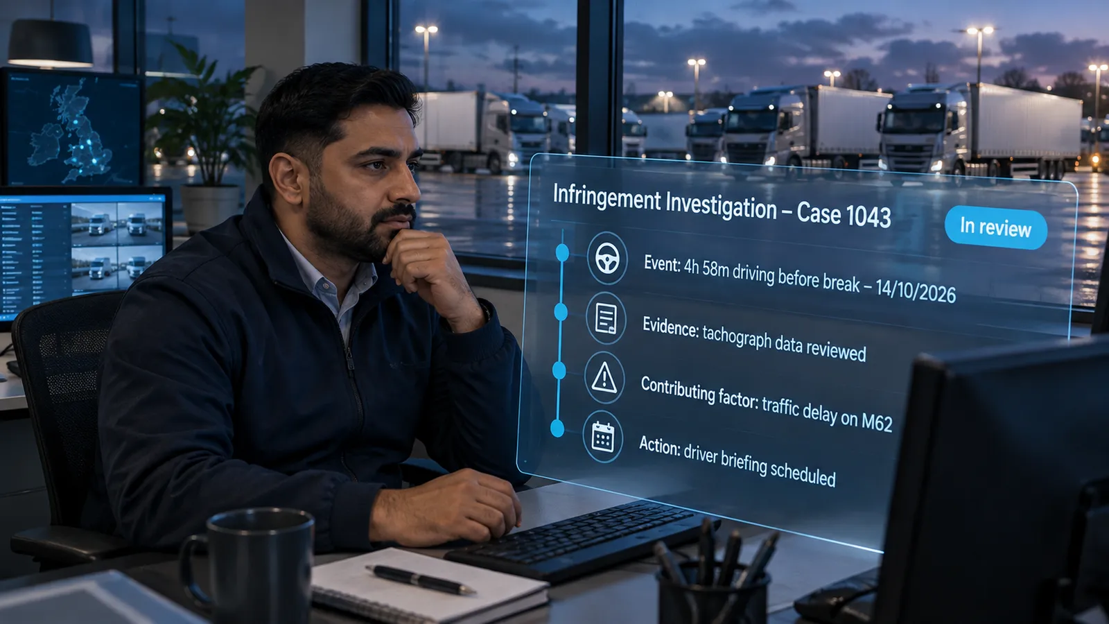 Infringement investigation case with the event, evidence, contributing factor and action