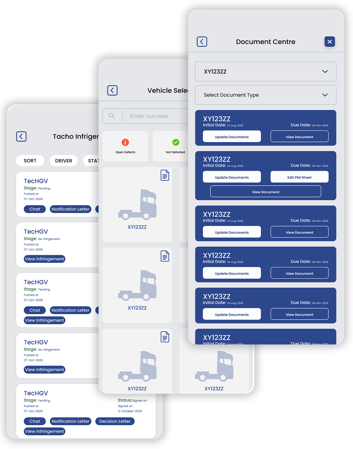 TecHGV app: tacho infringements, vehicle selection and the document centre