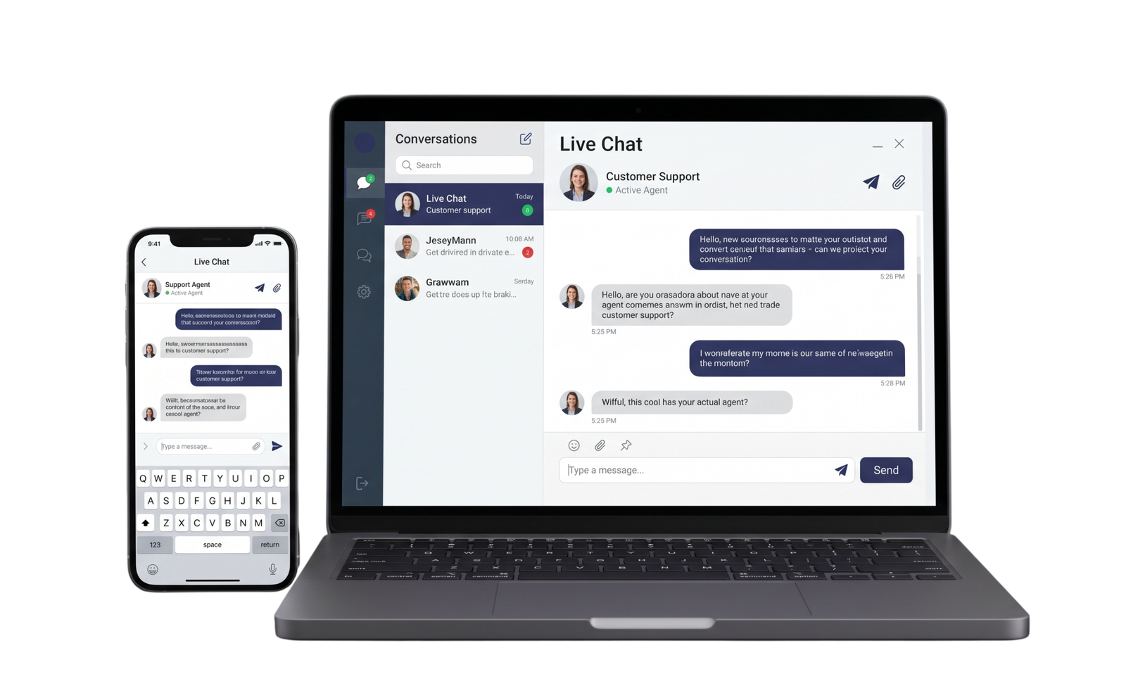 TecHGV live chat on a laptop and phone